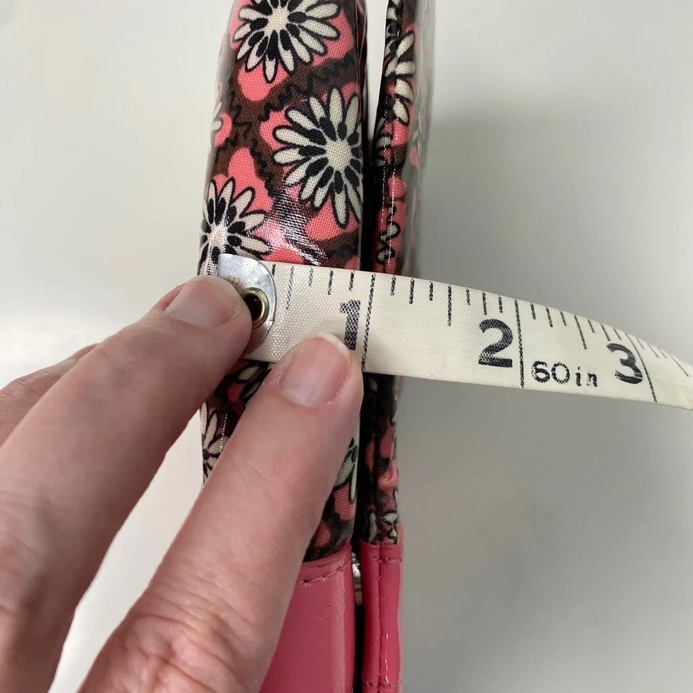 Vera Bradley Mocha‎ Rouge Frill Wristlet Clutch Wallet Floral Pink Brown Bag
